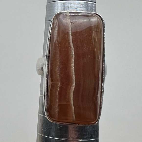 New Rhodochrosite Stone Silver Overlay Ring Size 5.5 - Picture 1 of 8